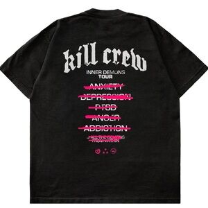 Kill Crew Black Tee with White Logo